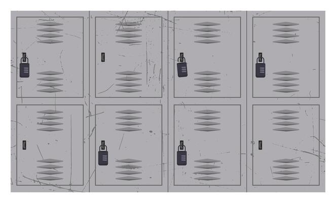 Weathered Gray Metal Lockers with Combination Locks