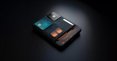 CloseUp of a Wallet with Payment Cards.Generated image photo