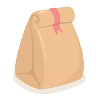 Lunch bag, craft lunch bag in flat style. vector