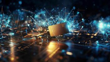 In the realm of financial concepts, an image captures the essence of a digital internet network with a global connection, highlighting the convenience of online payment through a digital photo