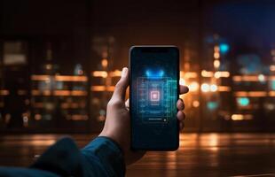 In a cybersecurity context, hands hold a smartphone displaying a login screen with a username and password, highlighting the importance of securing personal information and digital access photo