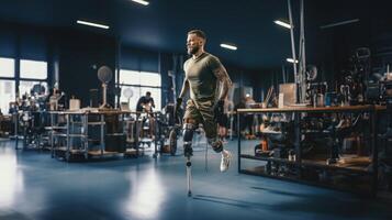 Individuals with Prosthetics Engaged in Sports Activities such as Cycling and Running..Generated image photo