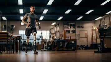 Individuals with Prosthetics Engaged in Sports Activities such as Cycling and Running..Generated image photo