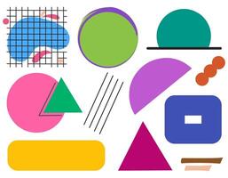 Basic geometric shapes set including rectangle, circle, triangle and blob. Brutalism style. vector