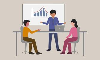 Illustration of business people meeting, give presentations in front of clients. Business concept. vector