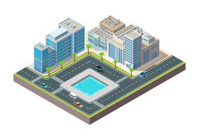 Isometric modern urban building complex vector