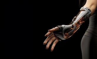 CloseUp of a Kinesthetic Prosthetic Arm Demonstrating Precision and Functionality..Generated image photo