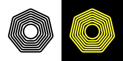 Octagon figure geometric lines. Heptagon geometric symbol. Editable stroke. vector