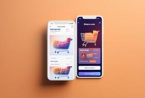 CloseUp of a Phone Displaying an Online Shopping Concept.Generated image photo