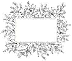 Graphics botanical black and white frame with olive branches vector