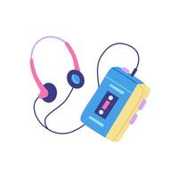 90s cassette player. Bright multicolour hand drawn object. illustration in trendy flat style vector