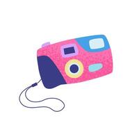 90s photo camera. Bright multicolour hand drawn object. illustration in trendy flat style vector