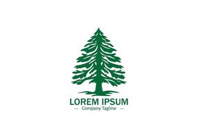 Green Pine tree logo icon silhouette isolated on white background vector
