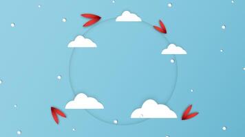 Minimalism pastel background with white cloud using paper cut concept. vector