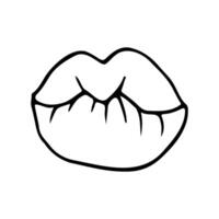 biting your own lips - hand drawn doodle vector