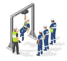 factory safety training Abseiling for industry worker workshop meeting isometric isolated vector