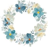 Green floral wreath with watercolor vector
