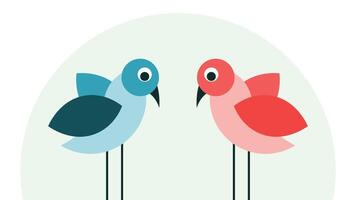 Couple bird flat illustration isolated on white background. elements for valentine's day. vector