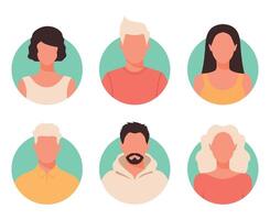 Portraits of abstract females and males. Set of colored women and men abstract avatars or anonymous profiles, face icons vector