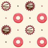 Pattern for a holiday with donuts and chocolate. vector