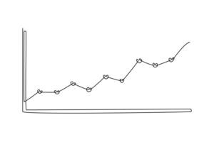 Statistics graph concept. Single line draw design graphic illustration. vector