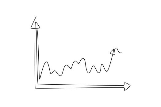 Statistics graph concept. Single line draw design graphic illustration. vector