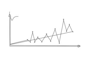 Statistics graph concept. Single line draw design graphic illustration. vector