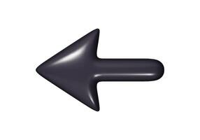 Black arrow. Realistic 3D design with a plastic cartoon style. Isolated icon on a white background. vector