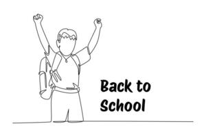 Back to school concept. Single line draw design graphic illustration. vector