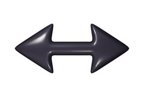 Black arrow. Realistic 3D design with a plastic cartoon style. Isolated icon on a white background. vector