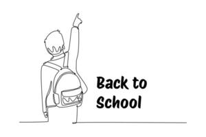 Back to school concept. Single line draw design graphic illustration. vector