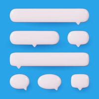 Set of white speech bubbles. Chat dialogue text bubbles in a modern, realistic 3D design. The collection is isolated. vector