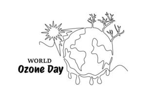 World Ozone Day concept. Single line draw design graphic illustration. vector