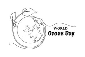 World Ozone Day concept. Single line draw design graphic illustration. vector