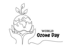 World Ozone Day concept. Single line draw design graphic illustration. vector