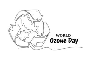 World Ozone Day concept. Single line draw design graphic illustration. vector