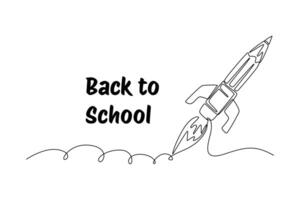 Back to school concept. Single line draw design graphic illustration. vector
