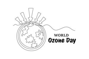 World Ozone Day concept. Single line draw design graphic illustration. vector
