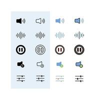 sound, soundwave, pause button, volume up, equalizer, Audio, Music and Sound Icon Set vector