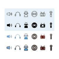 sound, headphone, disk, radio, microphone, Audio, Music and Sound Icon Set vector