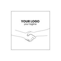 Continuous Line Shake Hand team work Logo Design vector