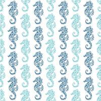 seamless pattern with seahorse maori style vector