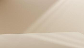 Background Beige Wall Studio Room with Light,Shadow on Table,Backdrop for Spring,Summer product presentation,Empty 3D Display Room with Stand Concept for Web Banner in Autumn,Fall Season vector