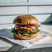 burger photo in sunlight