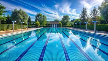 Swimming Pool Surrounded by Lush Greenery photo