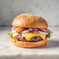 hamburger on a floor photo