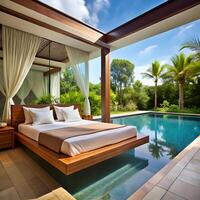 Luxury Bedroom with Pool and Ocean View Modern Interior Design photo