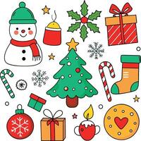 Variety Of Christmas Element Colorful Illustration vector