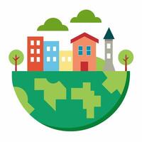 A Global Village with plants illustration vector