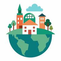 A Global Village with plants illustration vector
